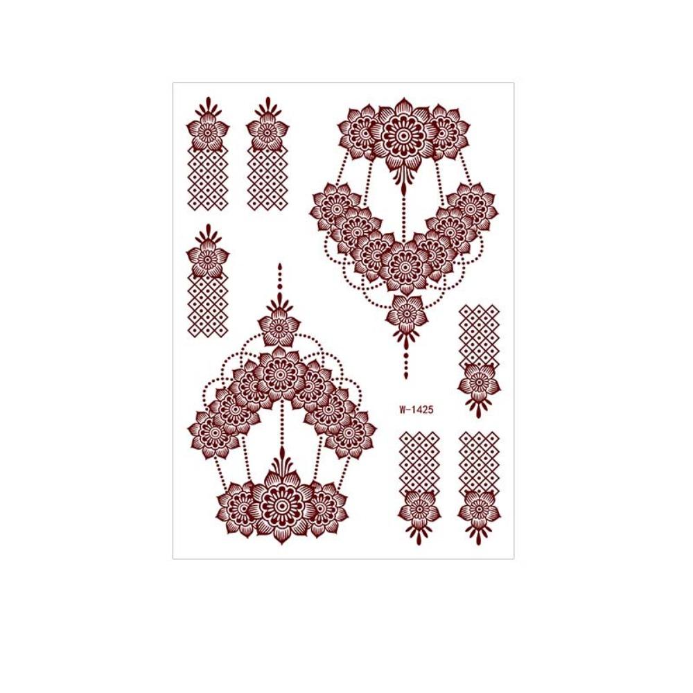 Lace Fake Tattoo Temporary Tattoo Red Mehndi Stickers Body Art Sticker Henna Tattoo Stickers Girls