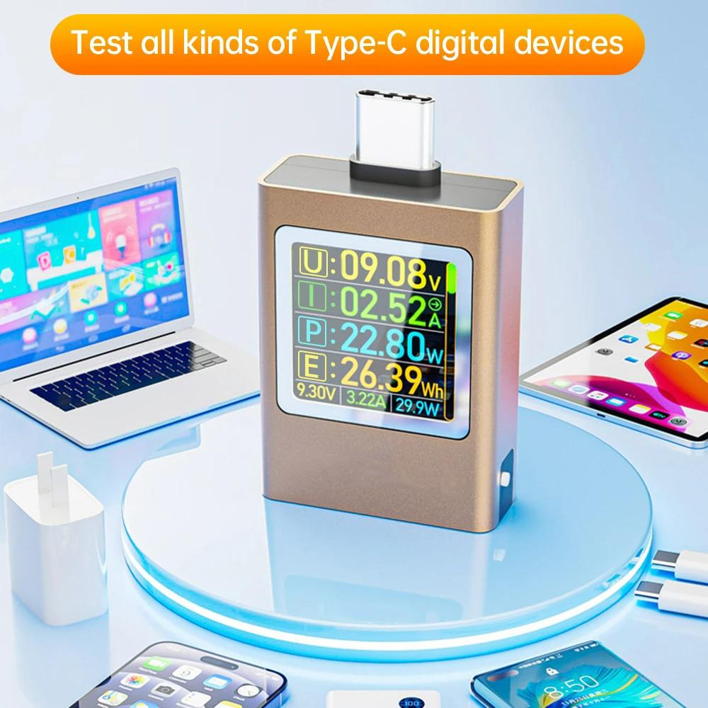 Тестер мощности USB Type-C Амперметр Вольтметр Детектор Ампер Вольт Детектор Протокол быстрой зарядки PD 3.1 3.0 QC 2.0 3.0 DC 4.5-50V 0-12A