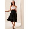 Elastic Waist Lined Crepe Chiffon Skirt with Intermediate Lace