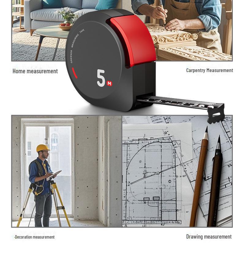 Износостойкая высокоточная рулетка Green Forest - 3 м/5 м Mini, с защитой от порезов