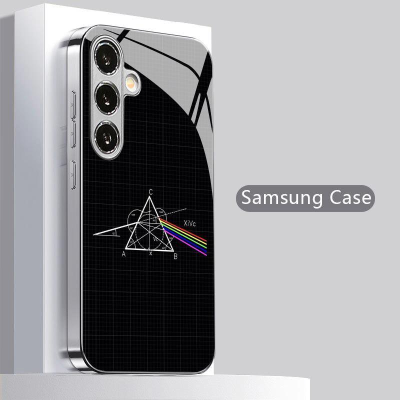 2D чехол для телефона с оптическим призматическим узором для Samsung S26 S25 S24 S23 S22 S21 S20 A56 A36 A16 - Гальванизированная стеклянная защитная крышка