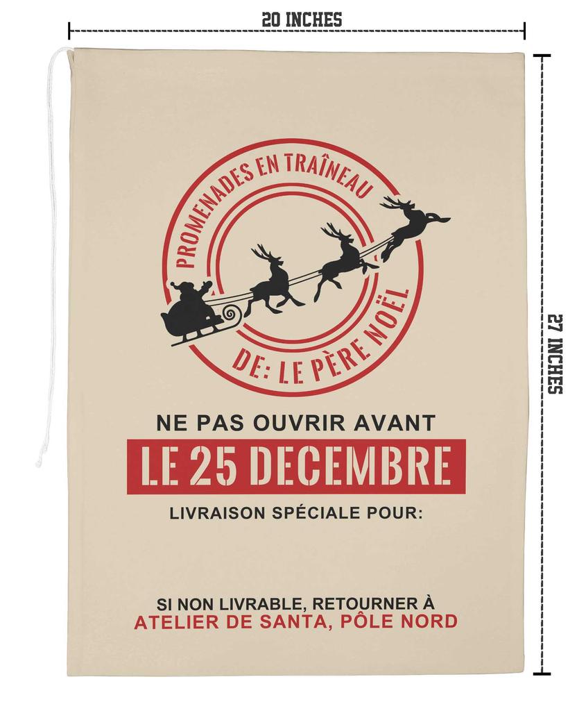 Printtoo Большая холщовая сумка на шнурке, рождественские мешки, подарочный мешок Санты, индивидуальный подарок на вечеринку, 2 шт., 27x20 дюймов
