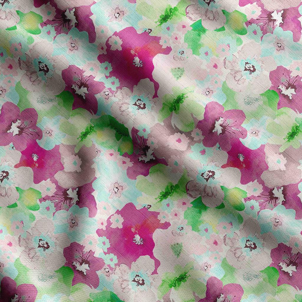 Soimoi Watercolor Floral Print,  Cotton Cambric, Quilting Fabric Sold by The Yard 42 Inch Wide, Medium Weight Cotton Fabric,