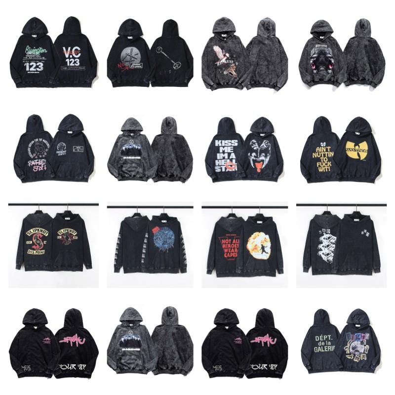 Vintage Washed Graphic Hoodie Loose Fit Streetwear Men Women Teens