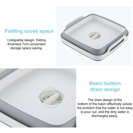 Yousheng Складной таз для мытья посуды с заглушкой для слива Портативный таз для мытья посуды Таз для мытья посуды Складная раковина Ванна Кухонный поднос для хранения Ведро для хранения на открытом воздухе