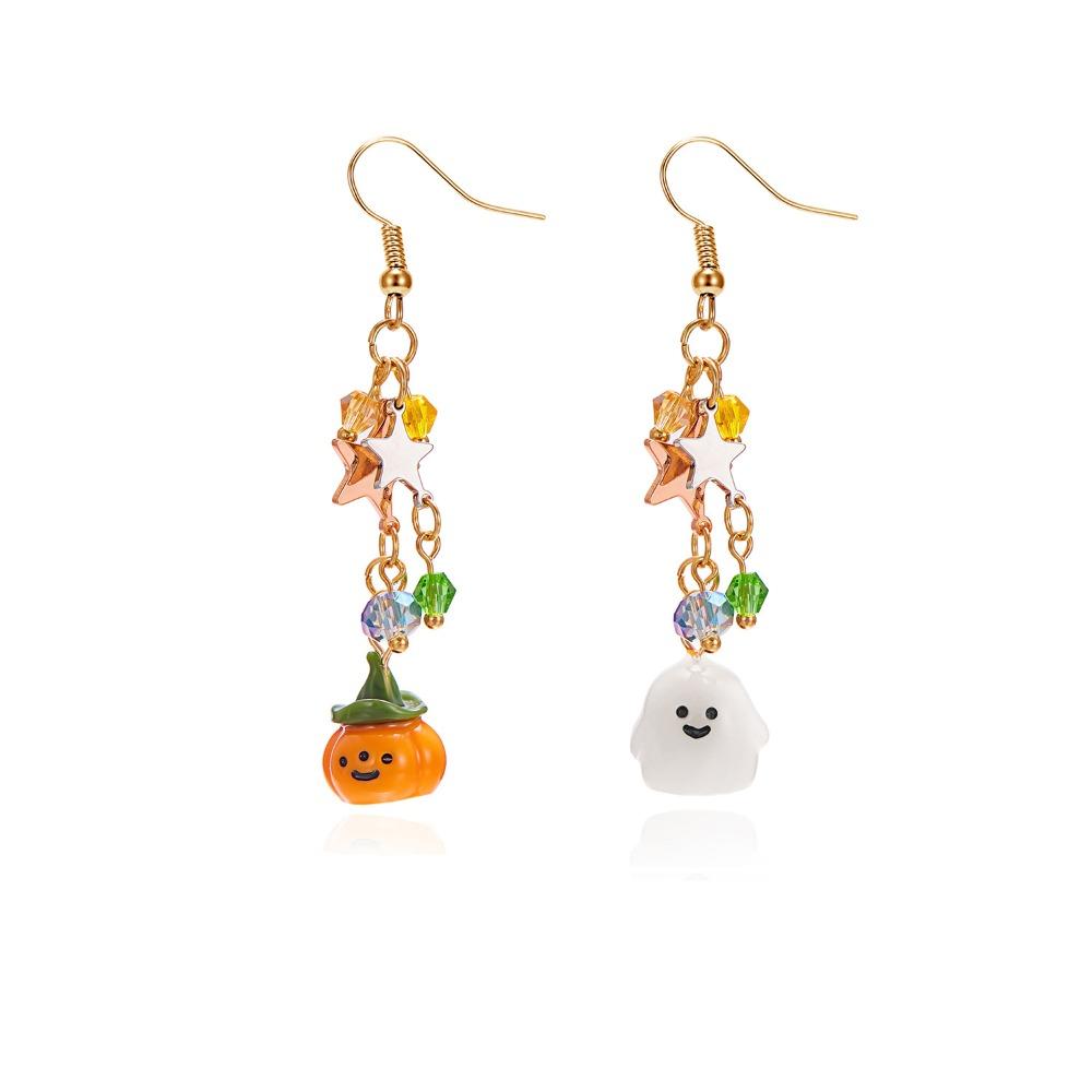 Rhinestone Halloween Earrings Ghost Spider Dangle Earrings Punk Pumpkin Ear Studs  Party