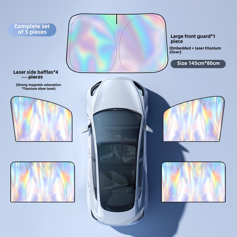 Универсальный титаново-серебряный лазерный автомобильный солнцезащитный козырек - теплоизоляция и защита от солнца
