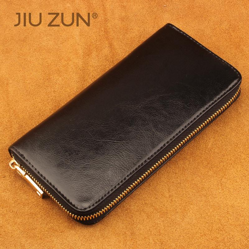Unisex Oil Wax Cowhide Leather Wallet: Long Zip Design, Bestseller In Japan