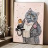 Расслабляющий DIY набор для рисования жемчугом в рамке с дизайном стильного кота и птицы, 5D сверкающий холст с бусинами, поделка для декора детской комнаты, подарок