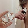 White Color Big Heart Stud Earrings for Women Girl Korean Love Drop Glaze Aesthetic Daily Life Minimalist Jewelry Piercing