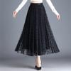 Mesh Skirt On Both Sides Pleated Skirt Women's Summer Pendulum Black Long Skirt a Word Women's Drape Feeling Spring and Autumn High Sense