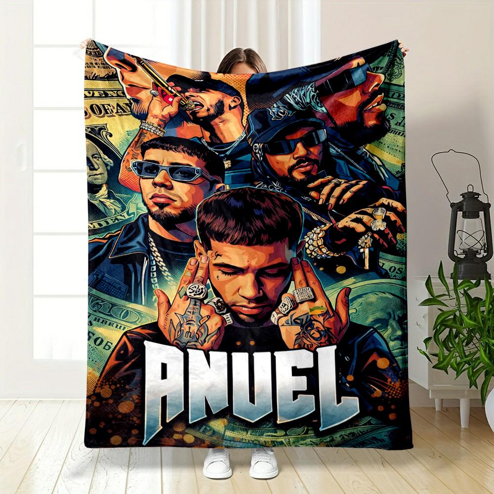 Rapper Collage Art on printed Flannel blanket for bedroom, living room, sofa, and nap