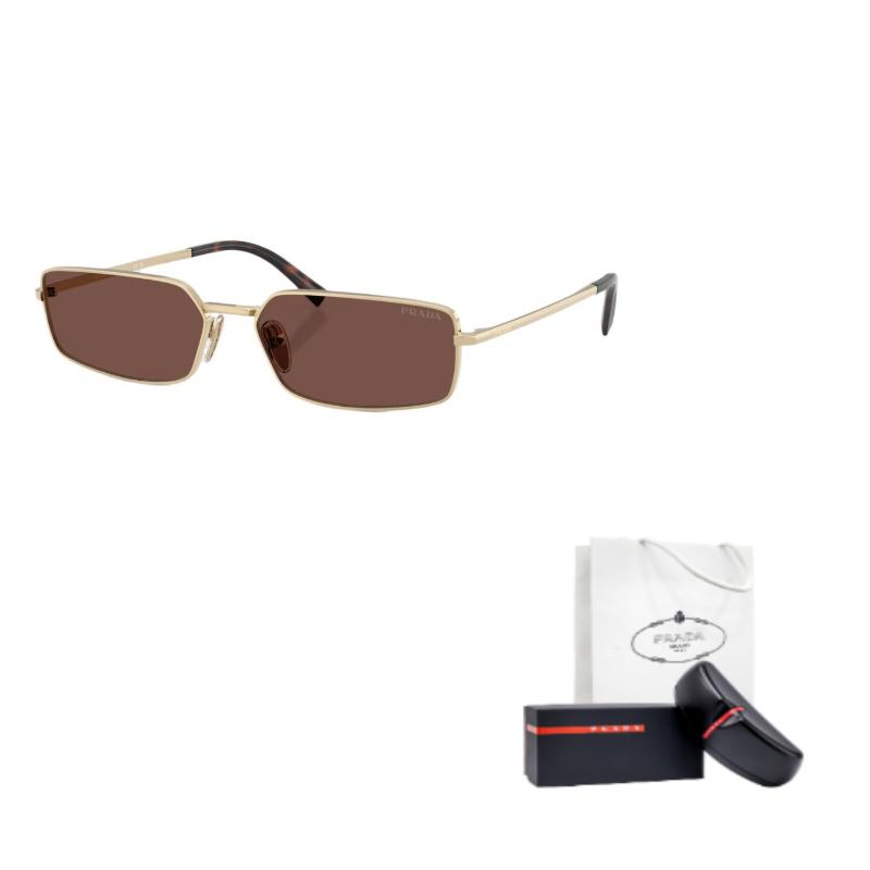 Prada Logo Rectangle Sunglasses Unisex sunglasses Gold 0PR-A60S-ZVN80T