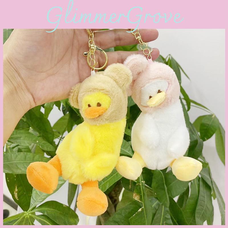 Charming Short Plush Duck Doll Keychain Soft Toy With Dinosaur Shark Bunny Bear Designs