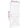 Sliding Door Natural and Black 80 x 210 cm Solid Pine