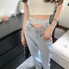 Светло-голубые джинсы, женские сексуальные бандажные корейские версии, джинсовые брюки в стиле ретро с высокой талией, широкие брюки, уличная одежда, мешковатые джинсы