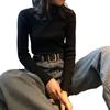 Women Sweater Turtleneck Long Sleeve Slim Fit Knitting Tops Solid Color Soft Elastic Fabric Bottom Tops Daily Wear