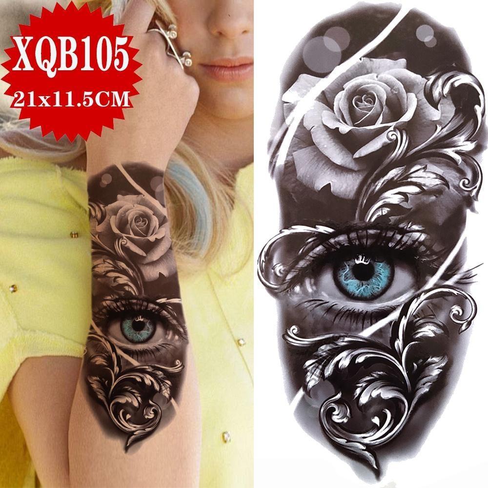 1PCS Sexy Flower Waterproof Temporary Tattoo Sticker Chest Rose Glitter Tattoo Body Art Arm Fake Flower Tattoo Woman