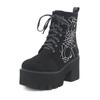 Gdgydh Women's Spider Pattern Chunky Heel Boots Fashion Lace Up Side Zipper Stylish Punk Style Boots Platform Heels