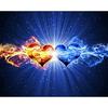 5D DIY Diamond Painting Full Round Drill "Ice and Fire Heart" Embroidery Cross Stitch Gift