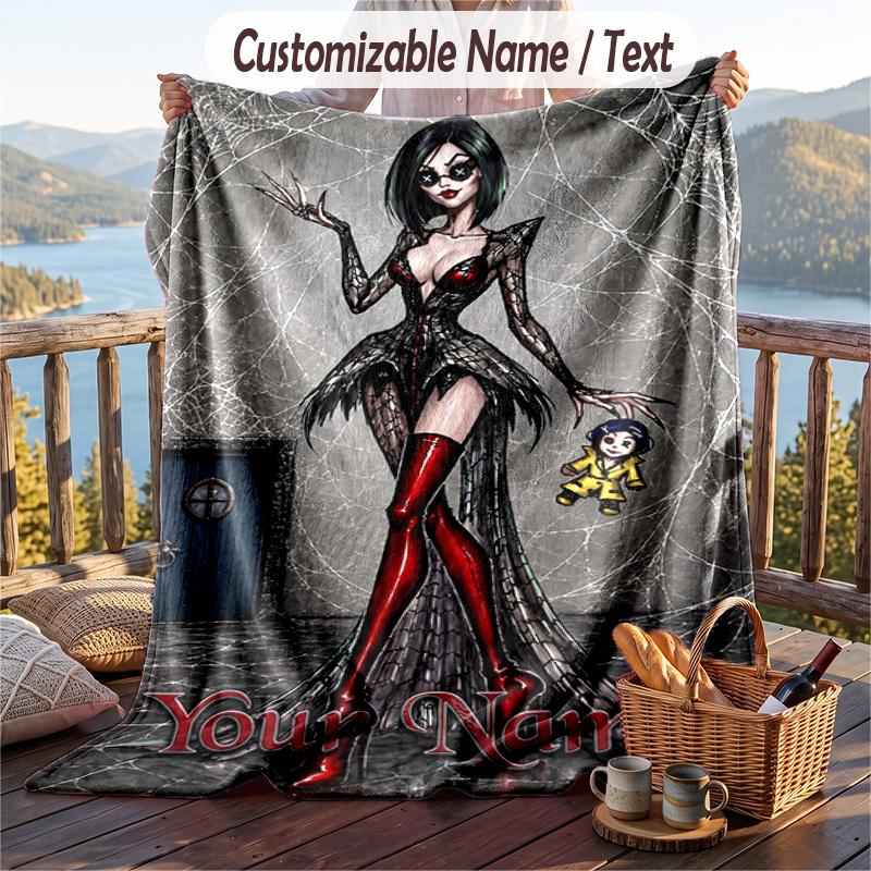 Custom Text Flannel Throw Blanket, Lightweight Cozy Bed Sofa BlanketCoraline Other Mother
