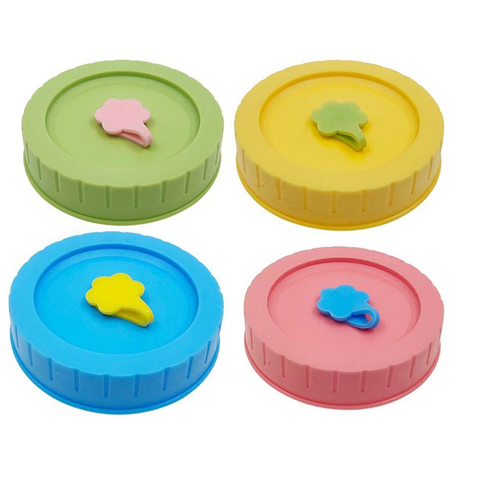 1/4Pcs Kitchen & Dining Leak-Proof Food Storage Canning Lids With Straw Hole Mason Jar Lids Jar Caps
