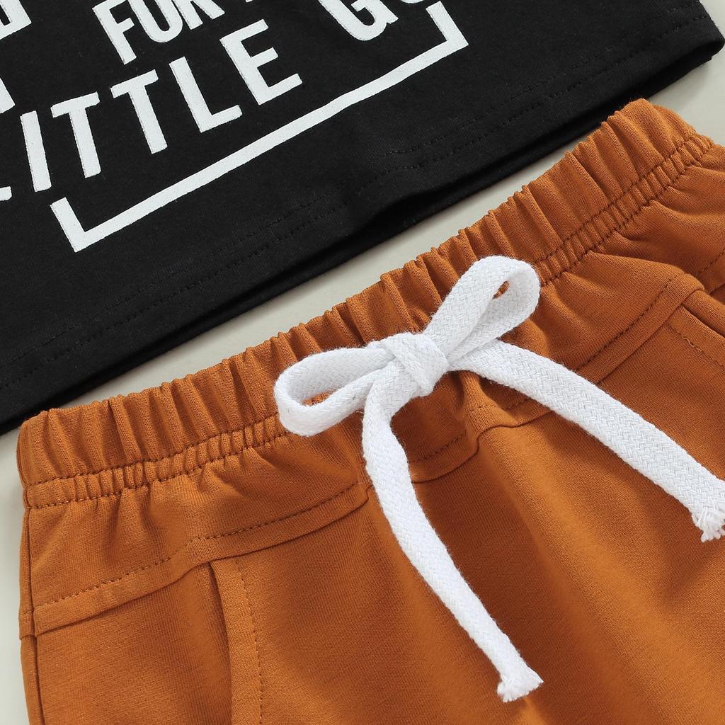 Infant Baby Boys Summer Clothes Sets Outfits Letter Print Short Sleeve T-Shirt and Stretch Casual Rolled Shorts Set