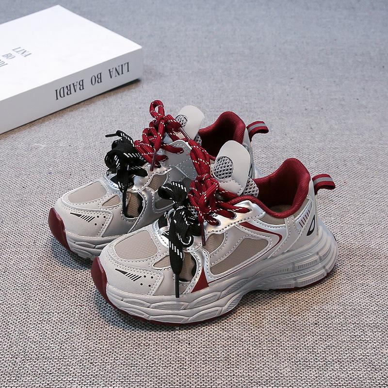 Children's Dad Shoes Shoes Leather Surface Waterproof 25 Spring and Autumn New Non-slip Classmates Boys and Girls Sports Shoes Dad Shoes