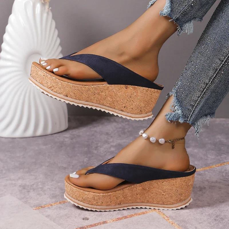 2024 Outdoor New Women's Slippers Wedge Non-slip Leopard 2024 Summer Flip Flop 2024 Women Shoes Plus Size Zapatos Para Mujeres