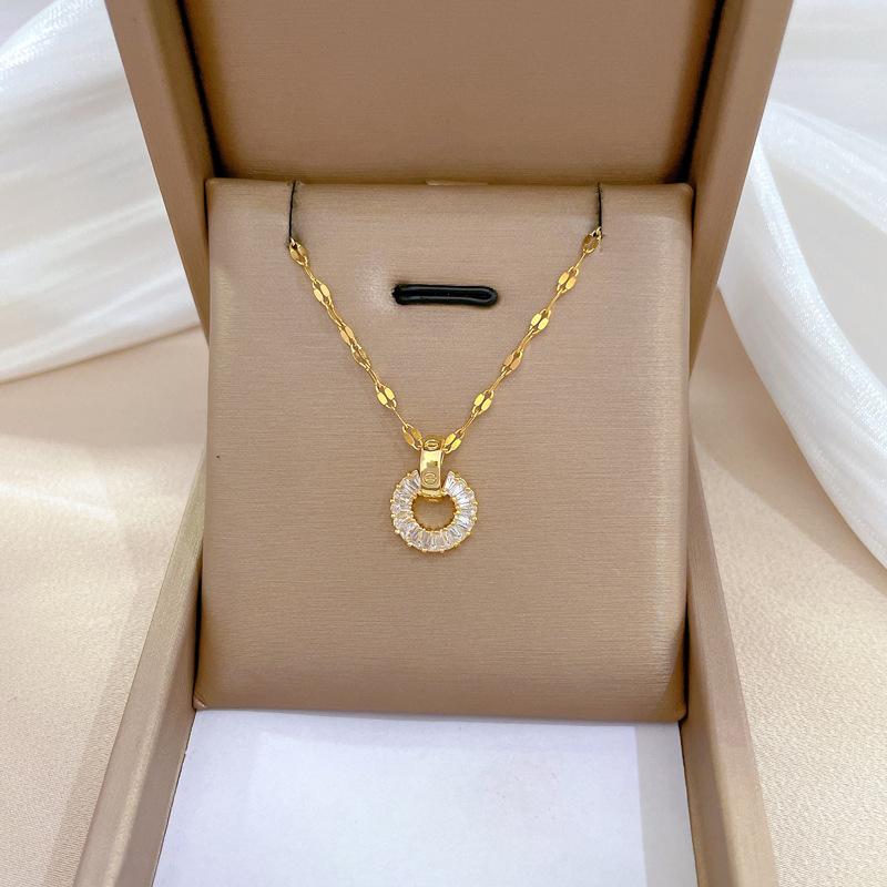 Комплект колец, ожерелья и серег с полными бриллиантами, легкая роскошь, микро-инкрустация, персонализированный темперамент, банкетные серьги, комбинация ожерелья