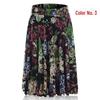 Women's Summer Floral Ice Silk Pleated Skirt - Mid-Length with Elastic Waist