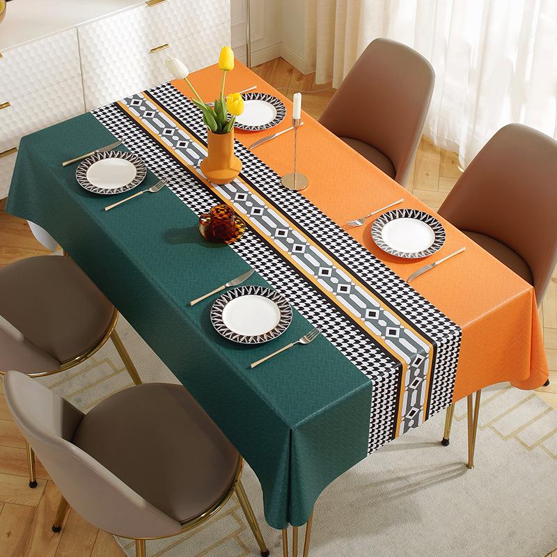Скатерть Ткань Водонепроницаемая и Маслоотталкивающая Неоставляющая Пятен Прямоугольная Скатерть Скатерть для Обеденного Стола Скатерть для Кофейного Столика ПВХ Коврик для Студенческого Стола