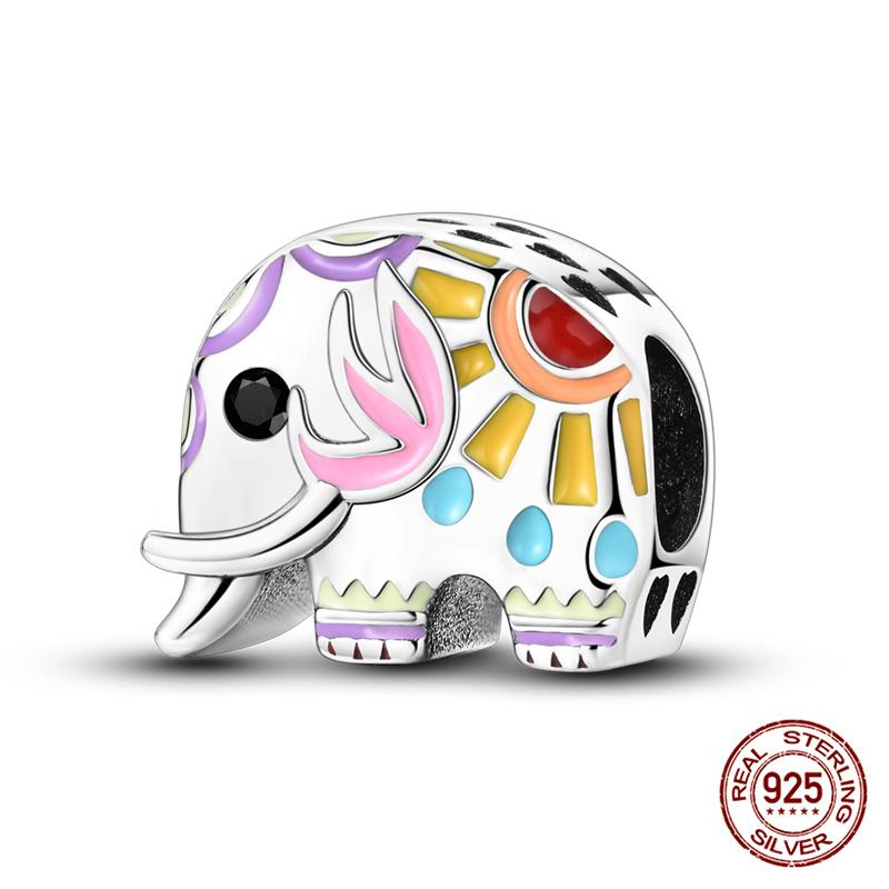 Original Owl Beads 100% 925 Silver Lucky Cat Elephant Charms Fit Original 925 Bracelet DIY Jewelry Making Women's Gift