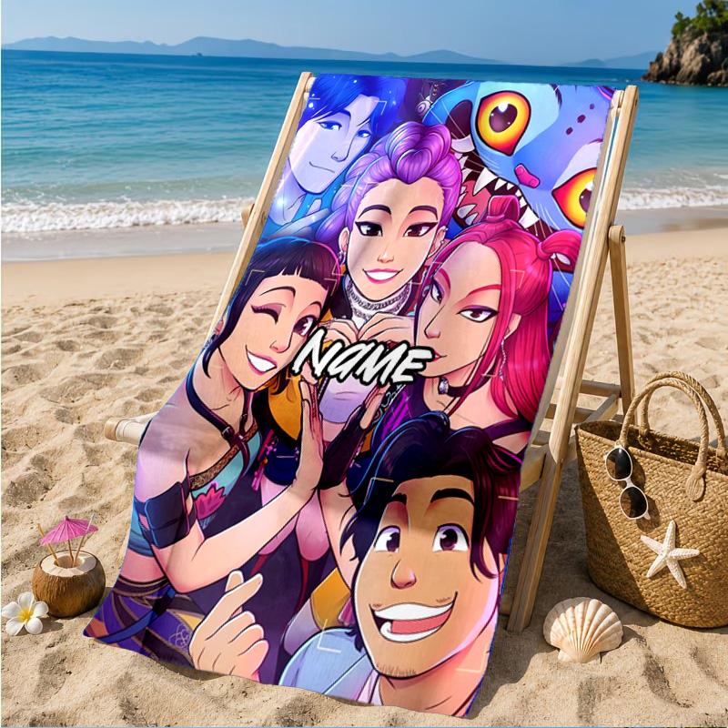 Custom Name Fantasy Friends KPop Beach Towel Microfiber Beach Towel, Lightweight and Quick-Dry, for Summer Travel, Swimming Pool Gift