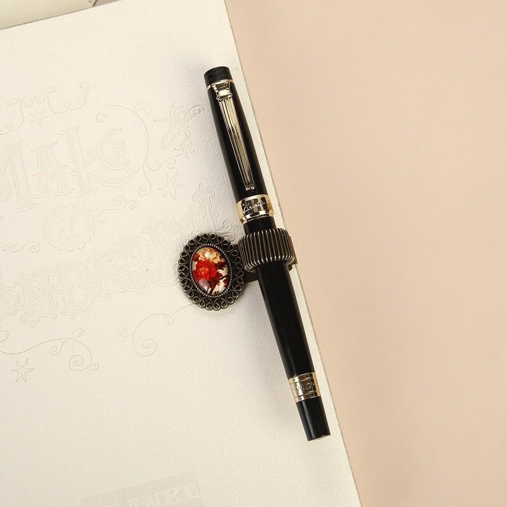 Multi-functional Pen Loop Holder Metal Vintage Floral Pen Clip Pencil Holder Student Stationery