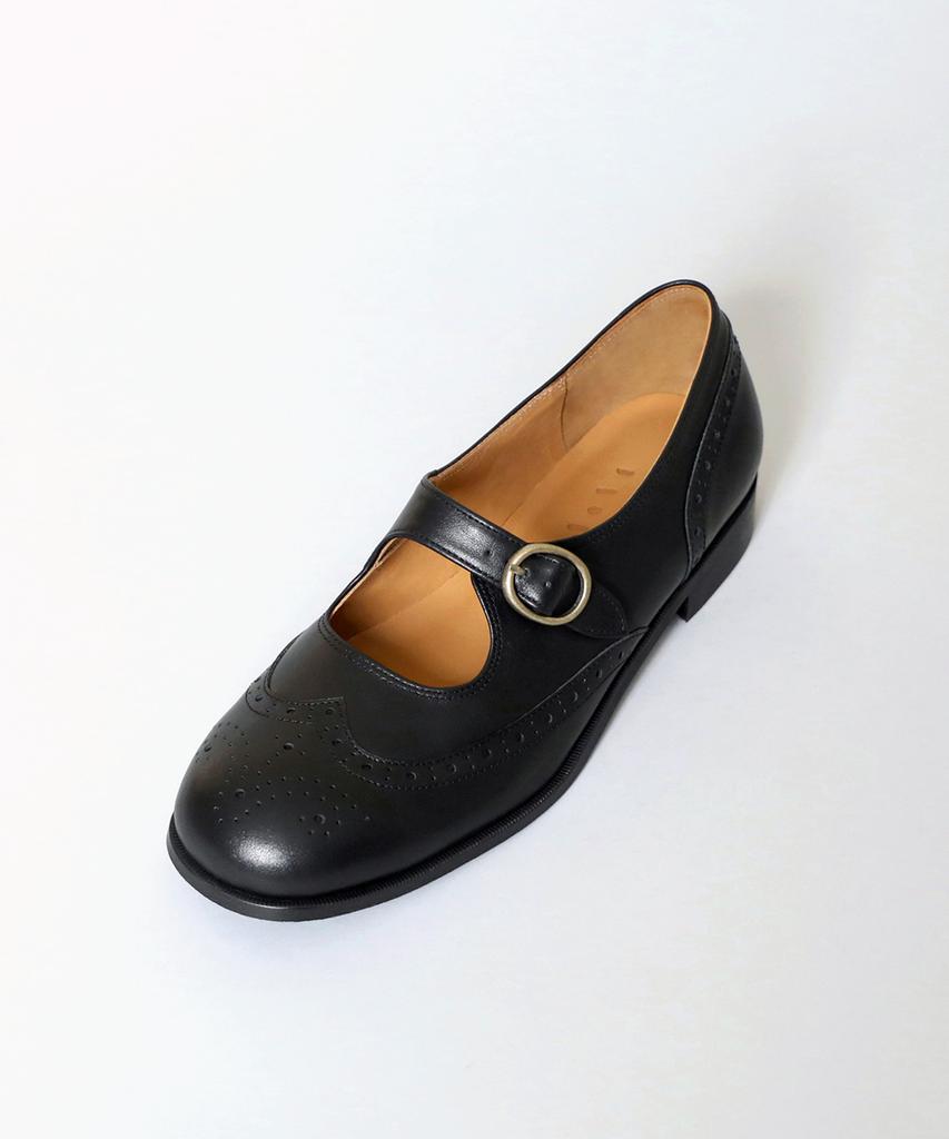 Heenn Wingtip Brogue Mary Jane Shoes. Black
