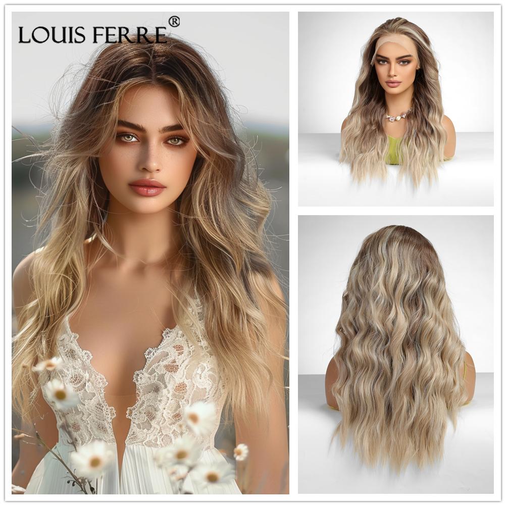 ALAN EATON Синтетический женский парик на шнурке 13x4, длинные волнистые парики, светлый цвет, на каждый день, для вечеринок, высокая плотность, термостойкие волосы