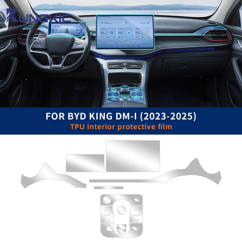 TPU Paint Protective Film for BYD King DM-i 2025 2024 2023 Center Console Gear Panel GPS