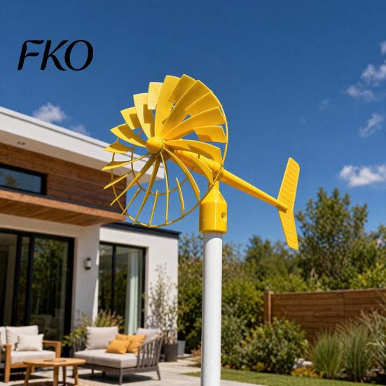 3D Printed Windmill Garden with Weathervane, Colorful Outdoor Yard Stake Hollow Wind Spinner Spinning Blades, UV-Resistant Ornament for Lawn