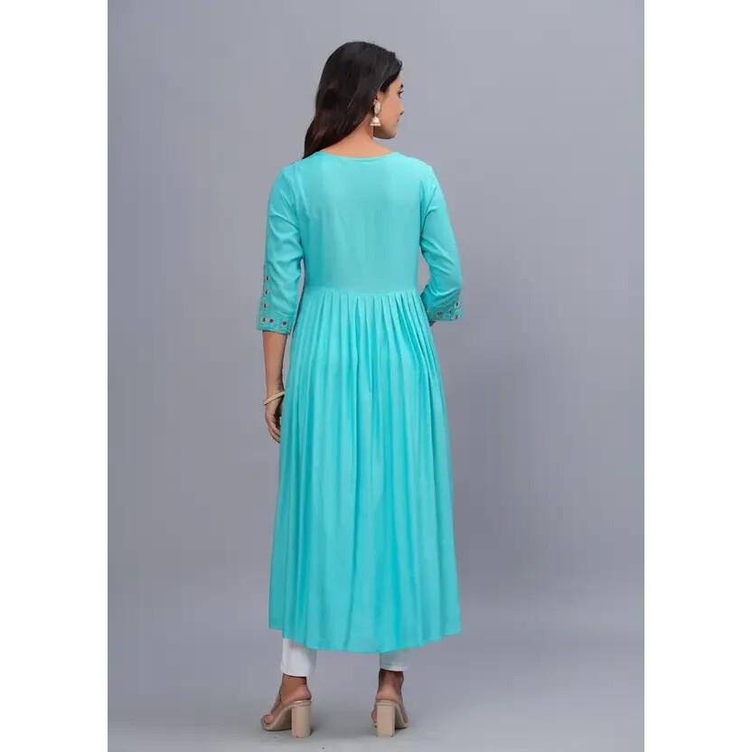 Женское вышитое вискозное этническое платье Курта праздничная одежда Болливуд Топ Туника Курти VF-20204