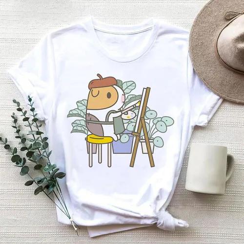 Cartoon Cute Hamster Cartoon Cute Hamster Baby Round Neck Big Size Round Neck Black T-shirt Woman Tops