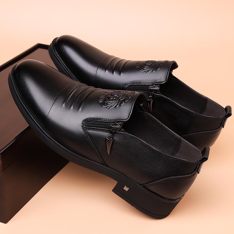 High Quality Men Spring Leather Comfortable Formal Leather Shoes New British Style Men Side Zipper Business Oxford Shoes