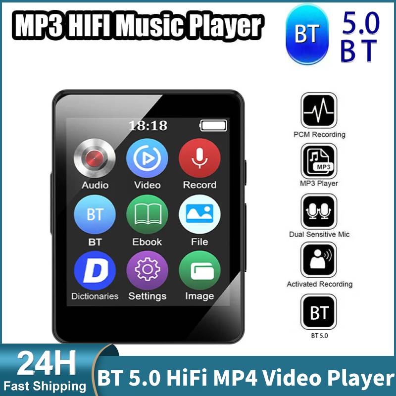 1.8 Inch HiFi MP3 Player Bluetooth MP4 Video Player FM Radio Ebook Audio Recording Walkman Portable Deep Bass Mini Mp3 Player