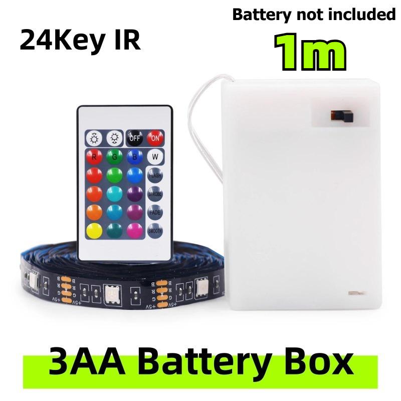 Светодиодная лента 5 В RGB 5050, работающая от 3 батареек AA, гибкая светодиодная лента с пультом дистанционного управления для подсветки телевизора, полок, шкафов