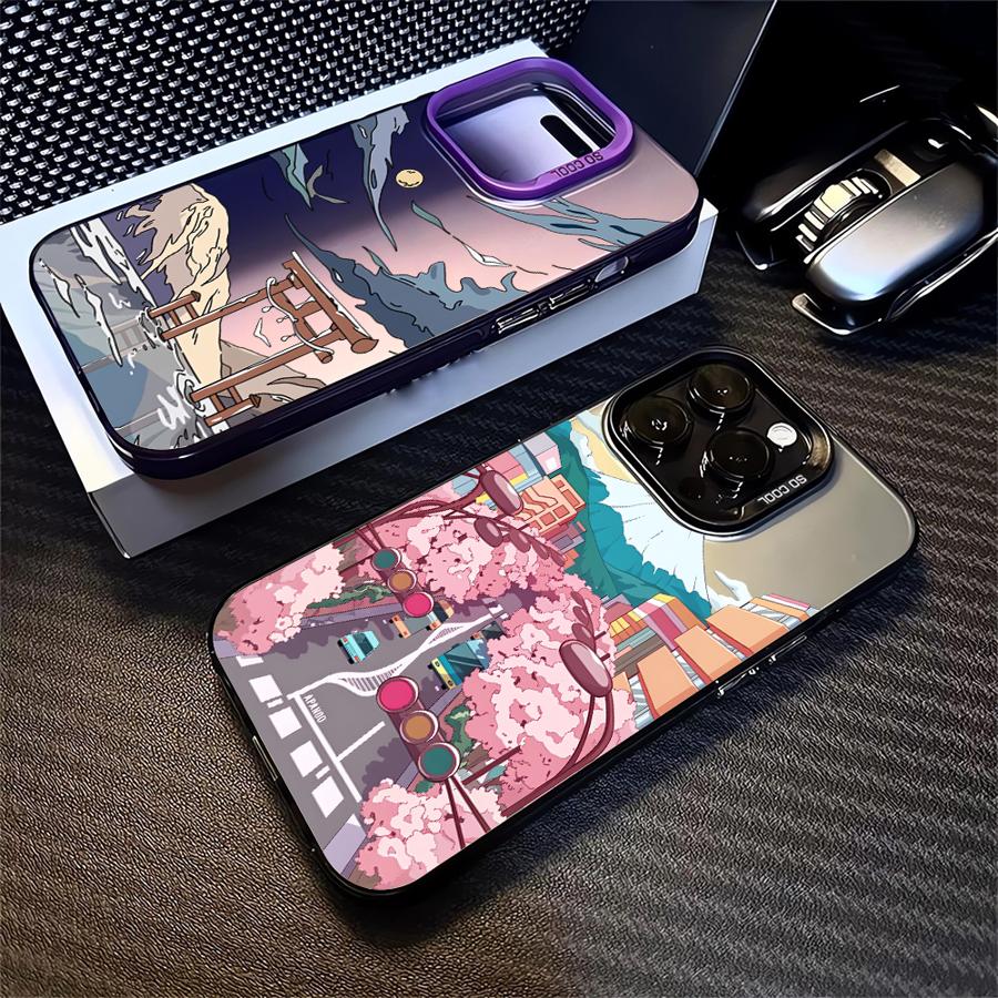 Чехол для iPhone 17 Pro Max 12 Pro Air 16 11 14 Plus 15 13 Чехол для телефона Мультяшный Аниме Пейзаж