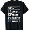 Eat Sleep Anime Gaming Repeat Manga Otaku Men Boys T-Shirt