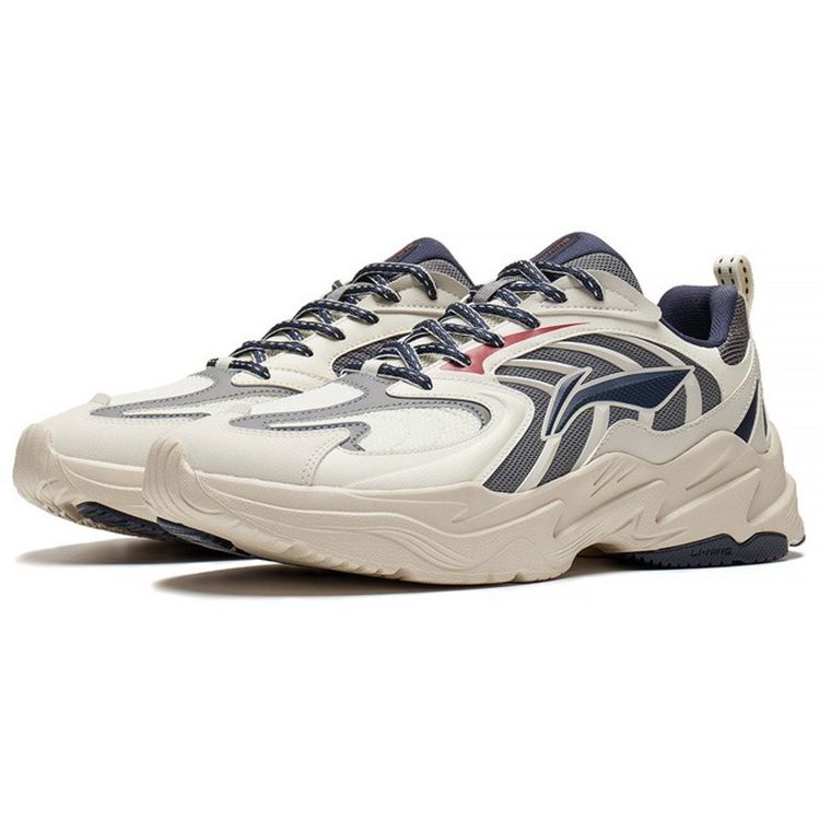 Li Ning Qixing Trend Rebound Shock Absorption Non-Slip Low-Top Running Shoes Men Sneakers Off-White ARLS023-1
