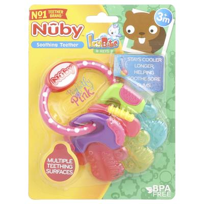 Успокаивающий прорезыватель Tither, IcyBite Keys, от 3 месяцев, Perfectly Pink, 1 прорезыватель