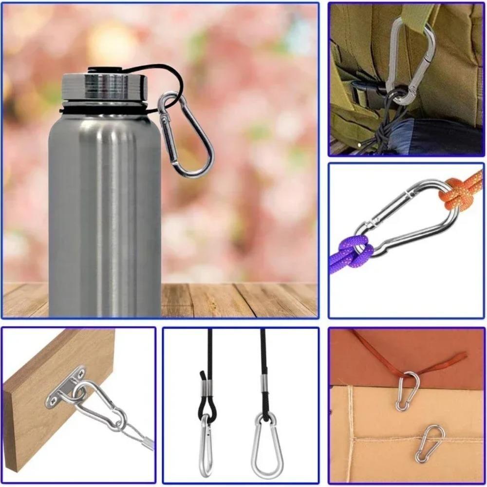 50 шт. цветной брелок-карабин из алюминия с D-образным кольцом, пряжкой, пружинным карабином, зажимом для ключей, для кемпинга, повседневного использования