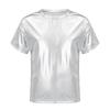 Disco Metallic Top Hip Hop Performance Dancewear Fashion Dance Top  Kids Boys Girls